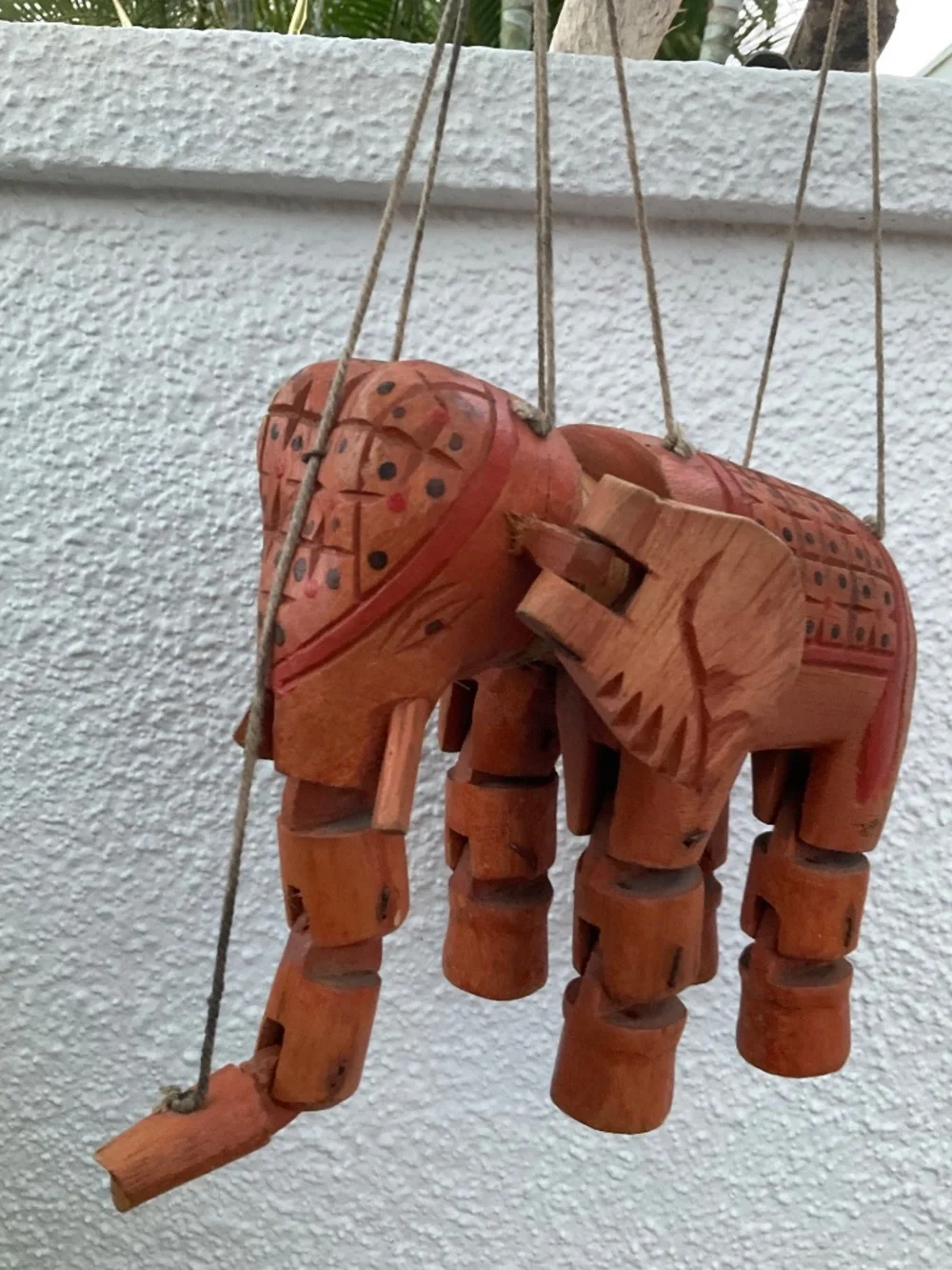 VTG Handmade Wooden Marionette Elephant